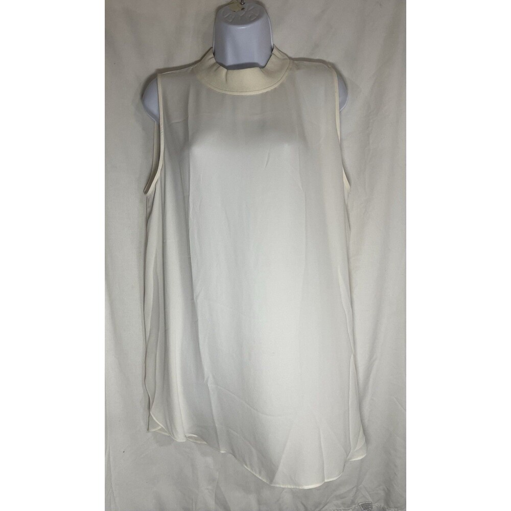 LOFT White Mock Neck Sleeveless Blouse - Size XL - Zipper Back